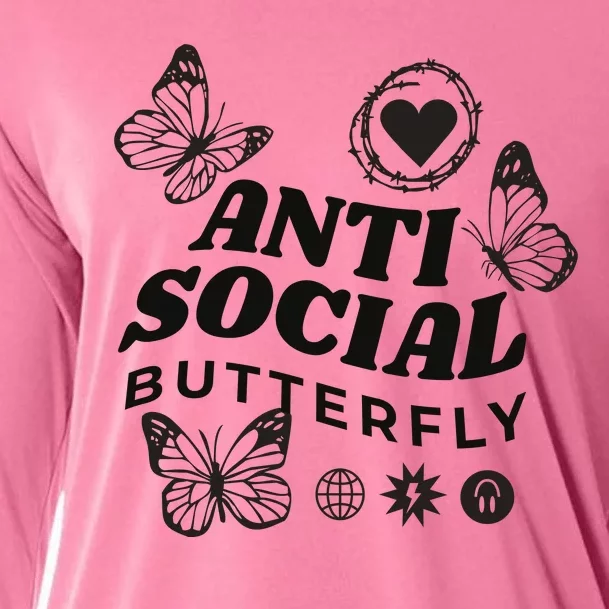 Anti Social Butterfly Retro Cooling Performance Long Sleeve Crew