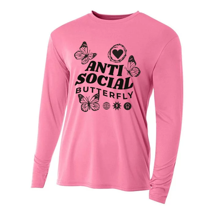 Anti Social Butterfly Retro Cooling Performance Long Sleeve Crew