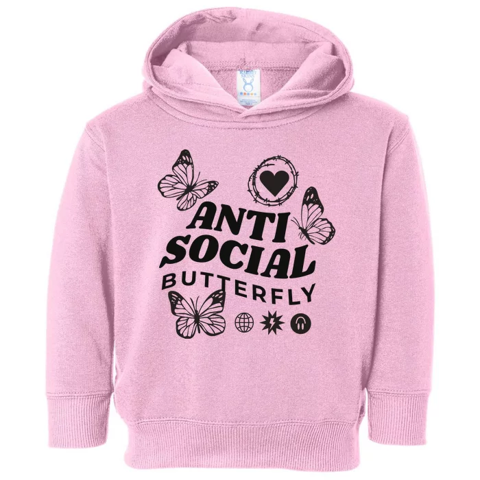 Anti Social Butterfly Retro Toddler Hoodie