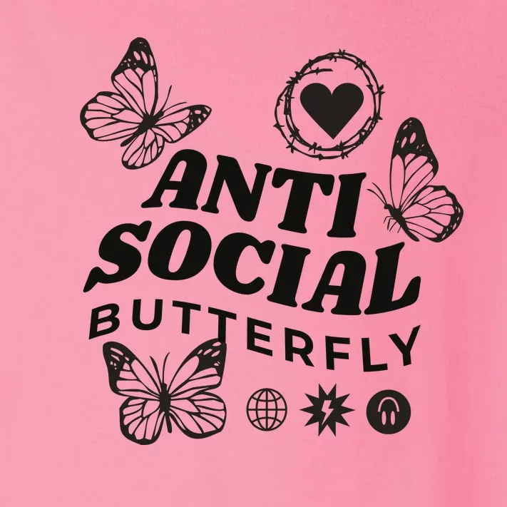 Anti Social Butterfly Retro Toddler Long Sleeve Shirt