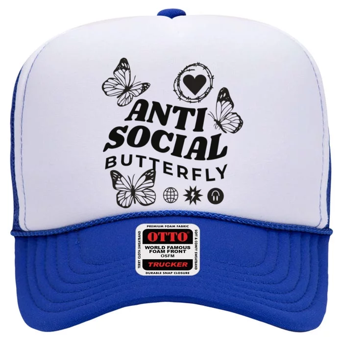 Anti Social Butterfly Retro High Crown Mesh Trucker Hat