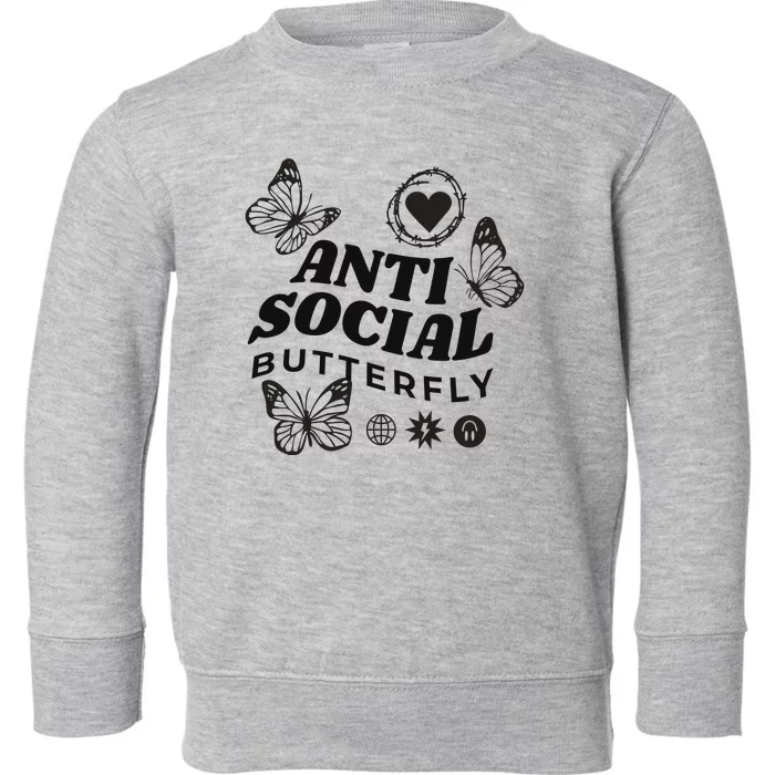 Anti Social Butterfly Retro Toddler Sweatshirt