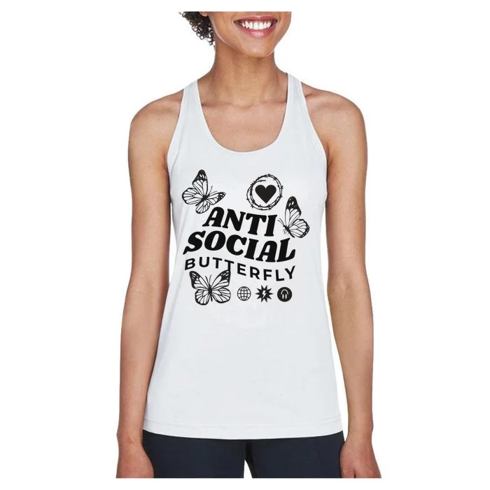 Anti Social Butterfly Retro Women's Racerback Tank