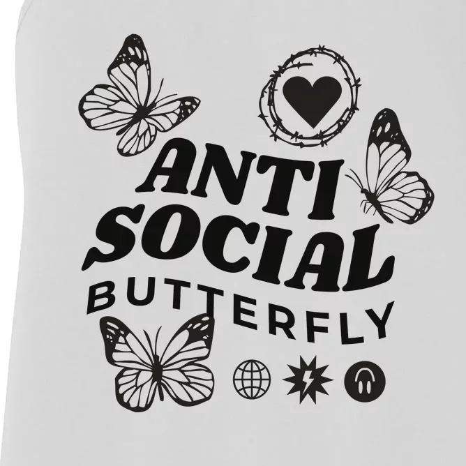 Anti Social Butterfly Retro Women's Racerback Tank