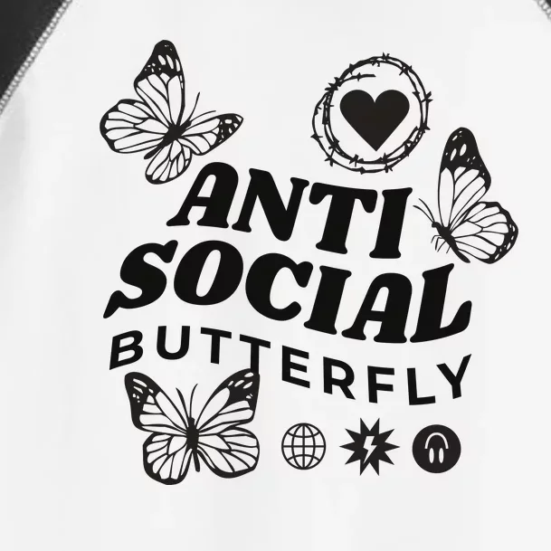 Anti Social Butterfly Retro Toddler Fine Jersey T-Shirt