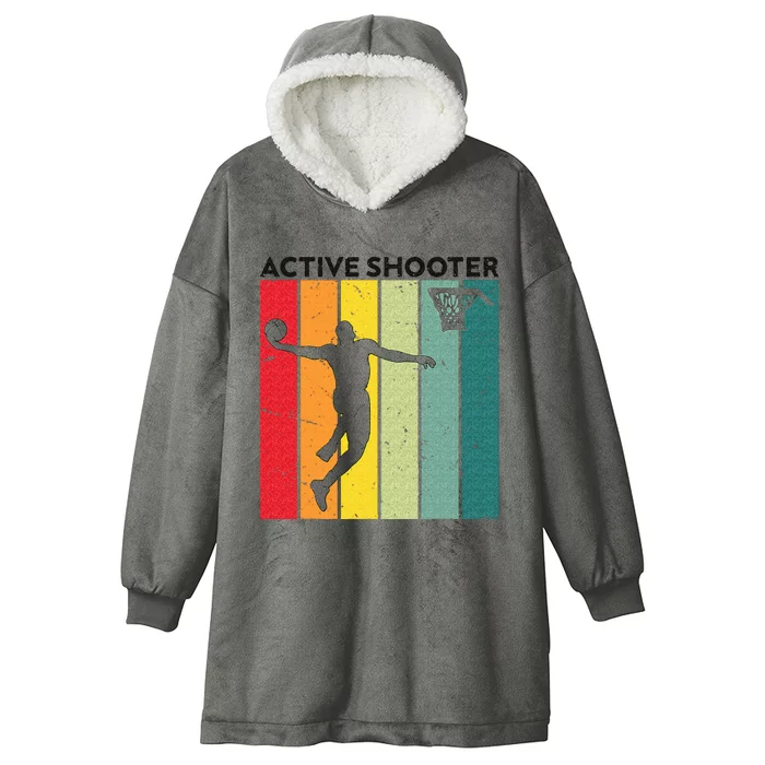 Active Shooter Basketball Player Retro Vintage Sunset Style Hooded Wearable Blanket