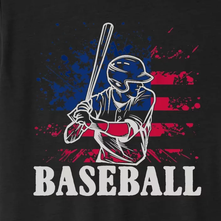 American Sport Baseball Player US Flag Batter Baseball ChromaSoft Performance T-Shirt