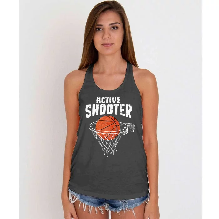 Active Shooter Basketball Lovers Men Women Basketball Player Women's Knotted Racerback Tank