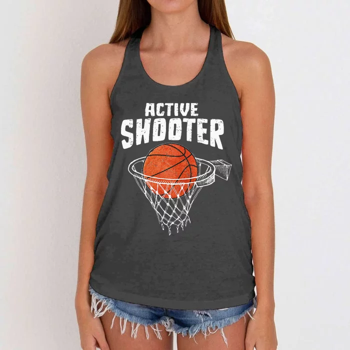 Active Shooter Basketball Lovers Men Women Basketball Player Women's Knotted Racerback Tank