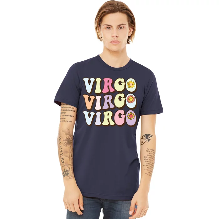 August September Birthday Groovy Astrology Zodiac Sign Virgo Premium T-Shirt