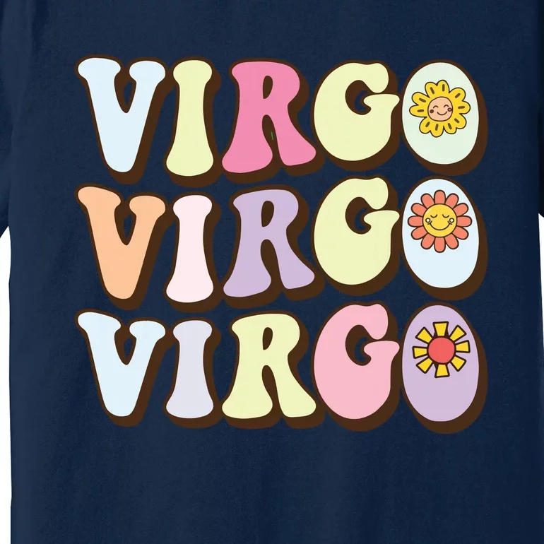 August September Birthday Groovy Astrology Zodiac Sign Virgo Premium T-Shirt