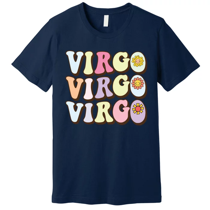 August September Birthday Groovy Astrology Zodiac Sign Virgo Premium T-Shirt