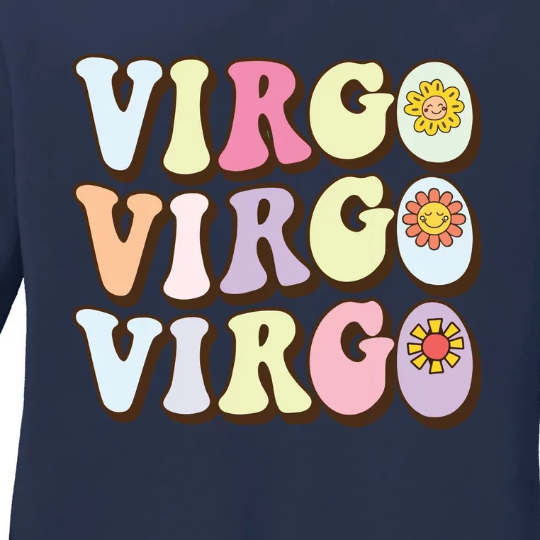 August September Birthday Groovy Astrology Zodiac Sign Virgo Ladies Long Sleeve Shirt