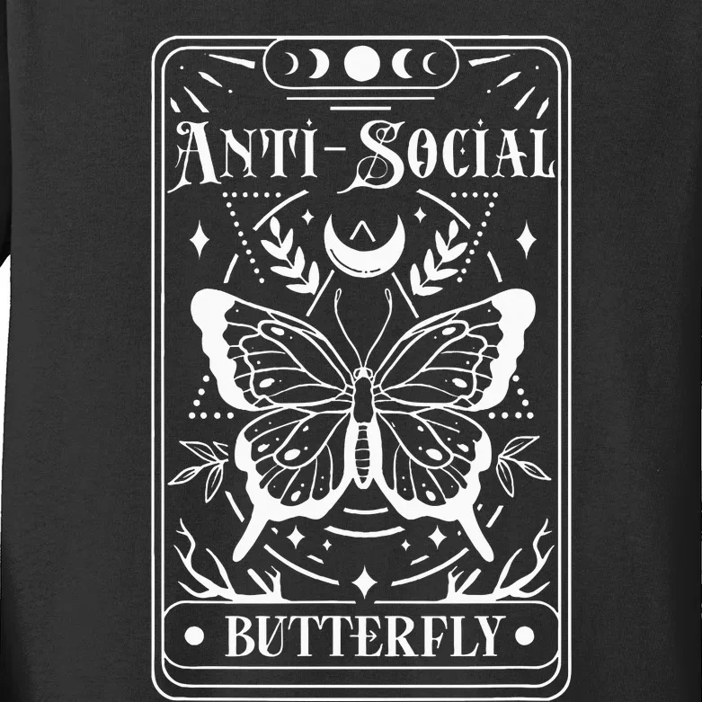 Anti Social Butterfly Tarot Card Kids Long Sleeve Shirt