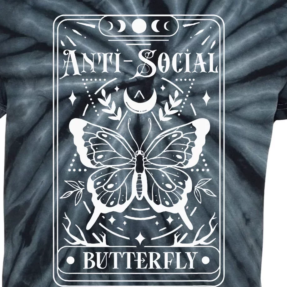 Anti Social Butterfly Tarot Card Kids Tie-Dye T-Shirt