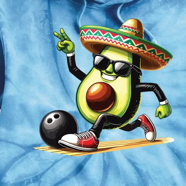 Avocado Showing Bowling Skills Cinco De Mayo Funny Outfit Tie Dye Hoodie