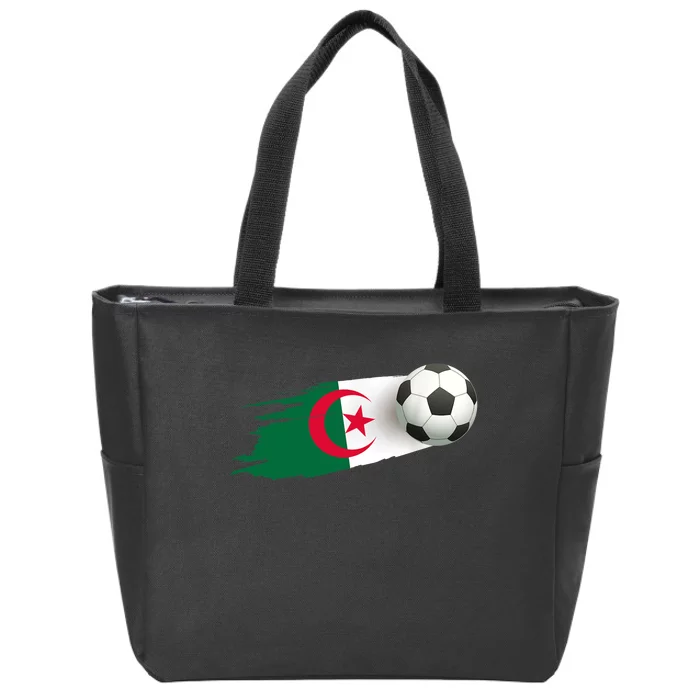 Algeria Soccer Ball Algeria Flag Jersey Algeria Football Zip Tote Bag