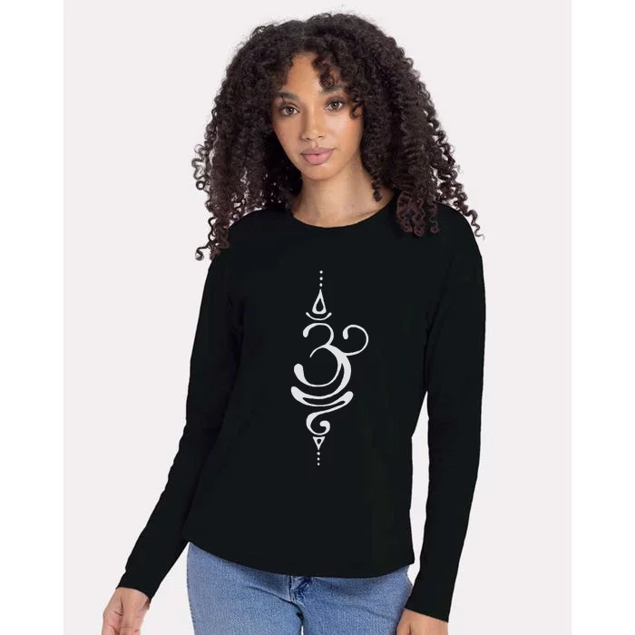 Ancient Sanskrit Breathe Om Yoga Meditation Symbol Womens Cotton Relaxed Long Sleeve T-Shirt