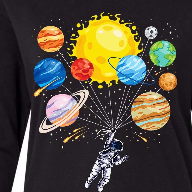 Astronaut Space Balloon Planet Science Solar System Womens Cotton Relaxed Long Sleeve T-Shirt