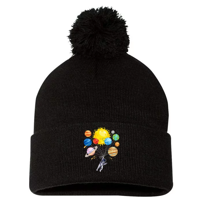 Astronaut Space Balloon Planet Science Solar System Pom Pom 12in Knit Beanie