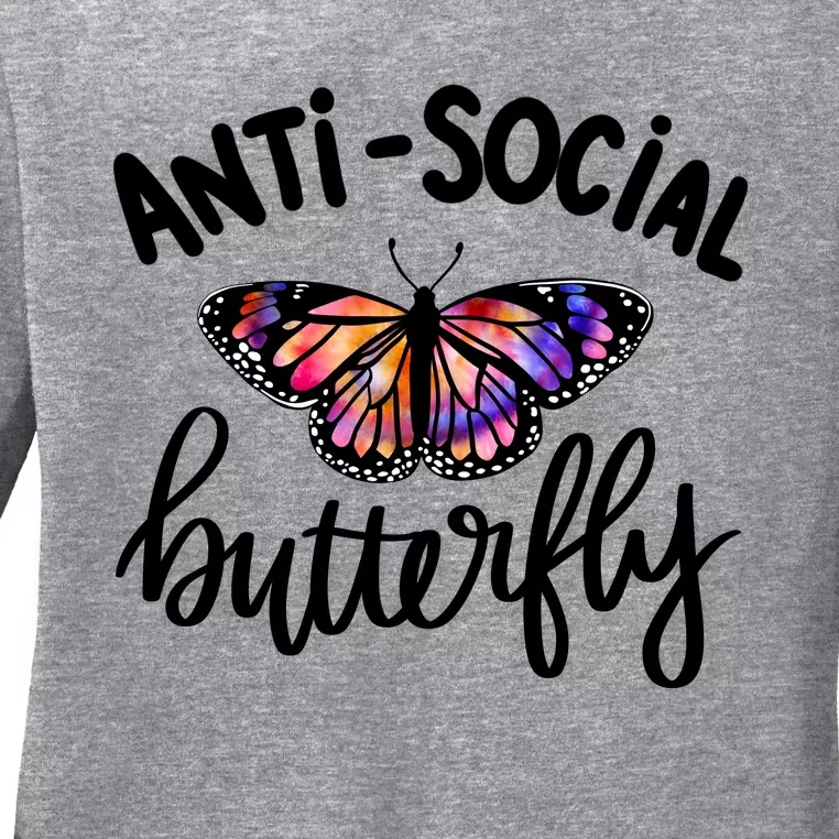 Anti Social Butterfly Ladies Long Sleeve Shirt