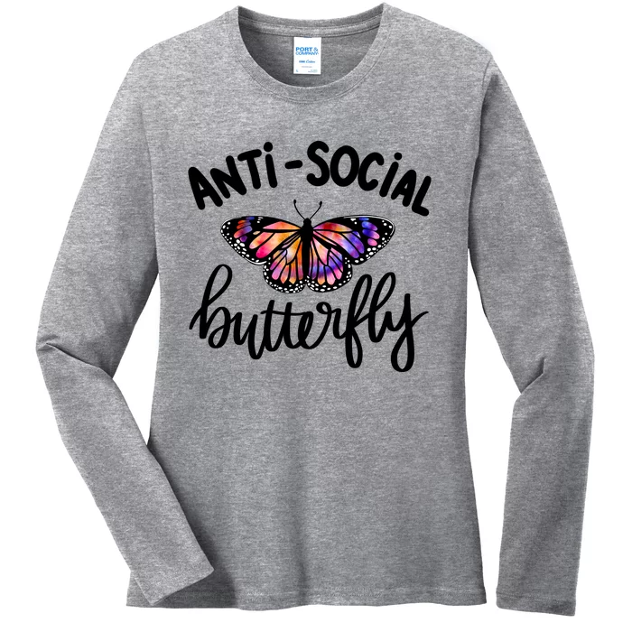 Anti Social Butterfly Ladies Long Sleeve Shirt