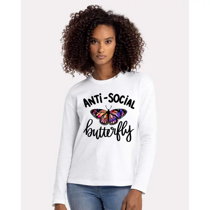 Anti Social Butterfly Womens Cotton Relaxed Long Sleeve T-Shirt