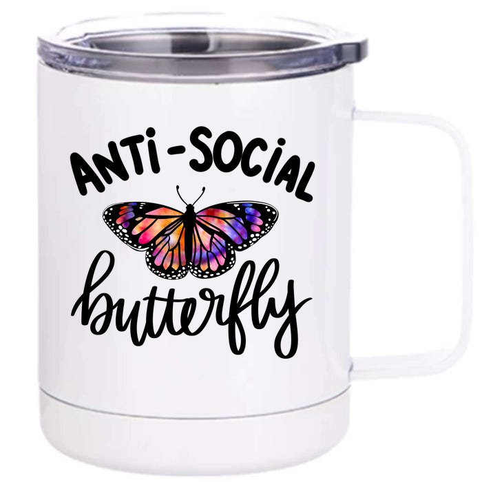 Anti Social Butterfly Front & Back 12oz Stainless Steel Tumbler Cup