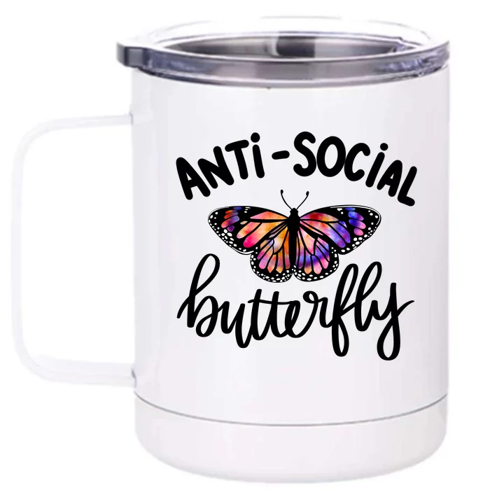 Anti Social Butterfly Front & Back 12oz Stainless Steel Tumbler Cup