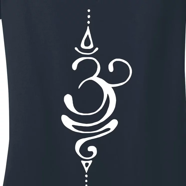 Ancient Sanskrit Breathe Om Yoga Meditation Symbol Women's V-Neck T-Shirt