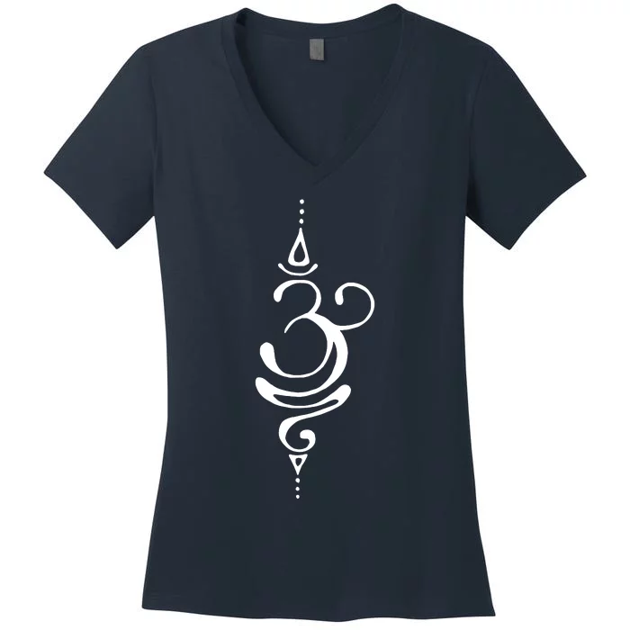 Ancient Sanskrit Breathe Om Yoga Meditation Symbol Women's V-Neck T-Shirt