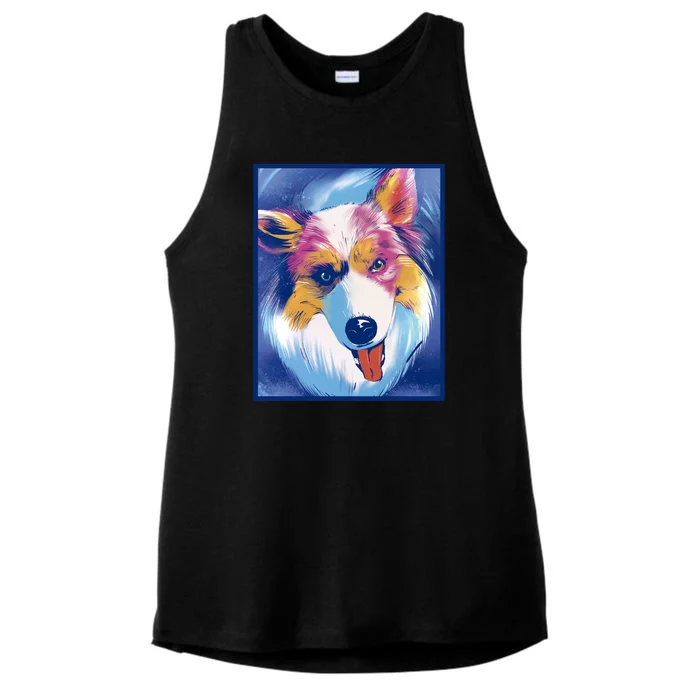 Australian Shepherd Colorful Dog Ladies Tri-Blend Wicking Tank