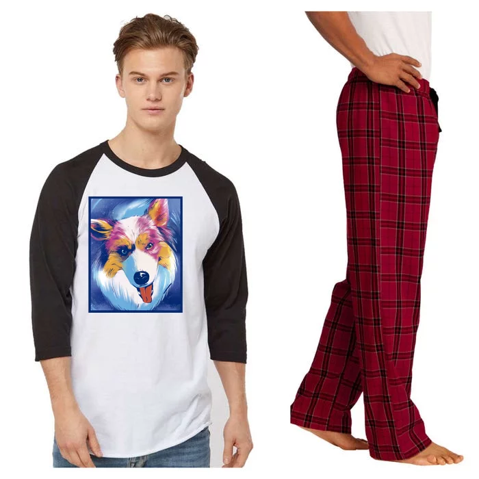 Australian Shepherd Colorful Dog Raglan Sleeve Pajama Set