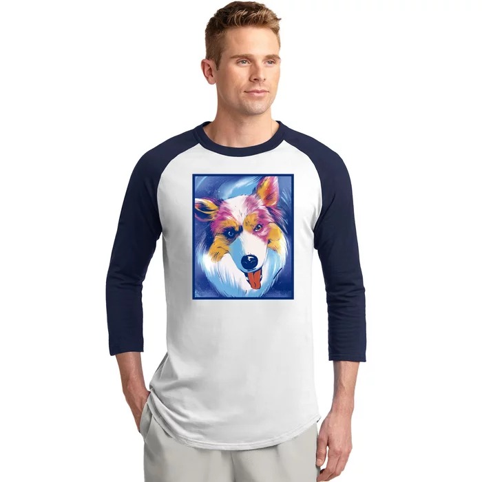 Australian Shepherd Colorful Dog Baseball Sleeve Shirt