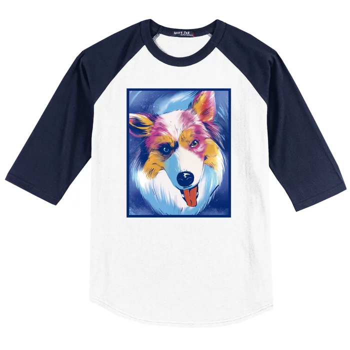 Australian Shepherd Colorful Dog Baseball Sleeve Shirt