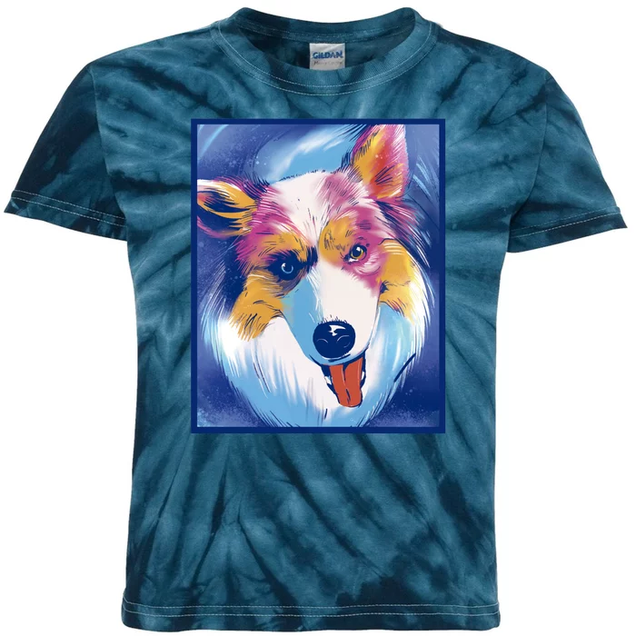 Australian Shepherd Colorful Dog Kids Tie-Dye T-Shirt