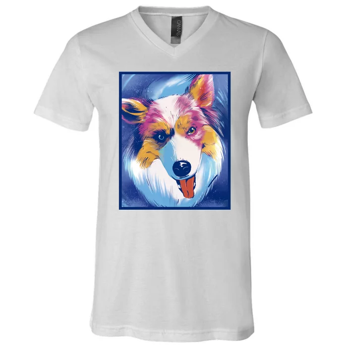 Australian Shepherd Colorful Dog V-Neck T-Shirt