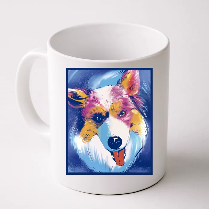 Australian Shepherd Colorful Dog Front & Back Coffee Mug