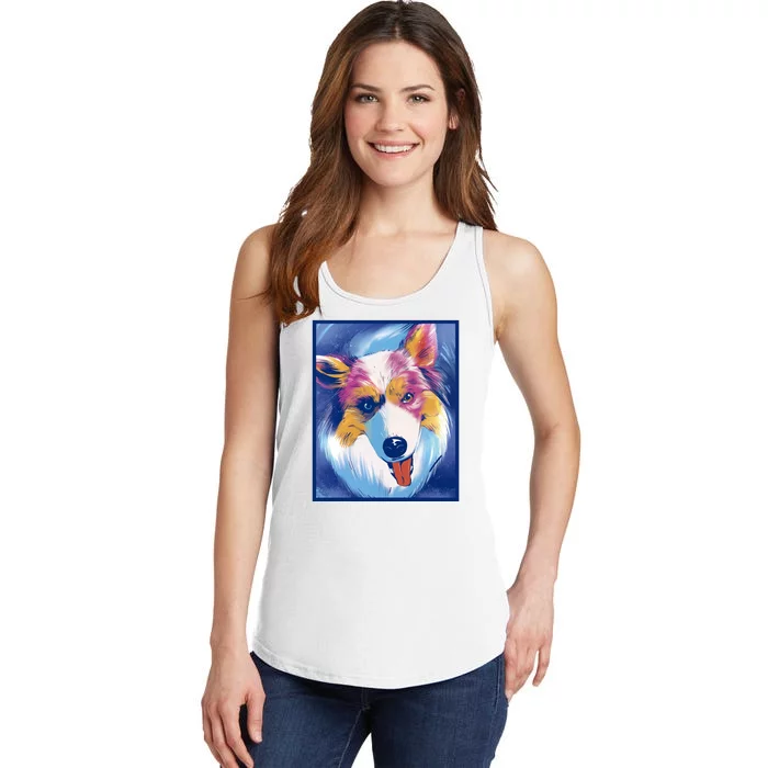 Australian Shepherd Colorful Dog Ladies Essential Tank