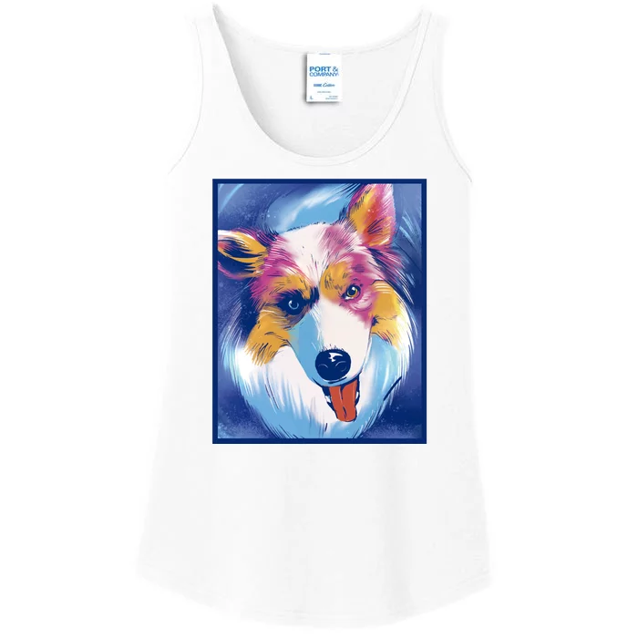 Australian Shepherd Colorful Dog Ladies Essential Tank