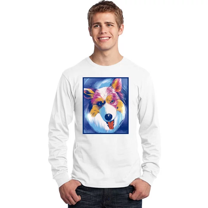 Australian Shepherd Colorful Dog Tall Long Sleeve T-Shirt