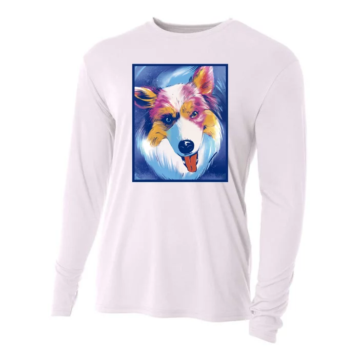 Australian Shepherd Colorful Dog Cooling Performance Long Sleeve Crew