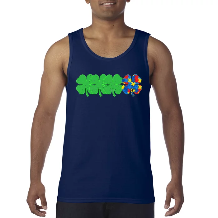 Autism Shamrock Clover St Patrick's Day Gift Tank Top