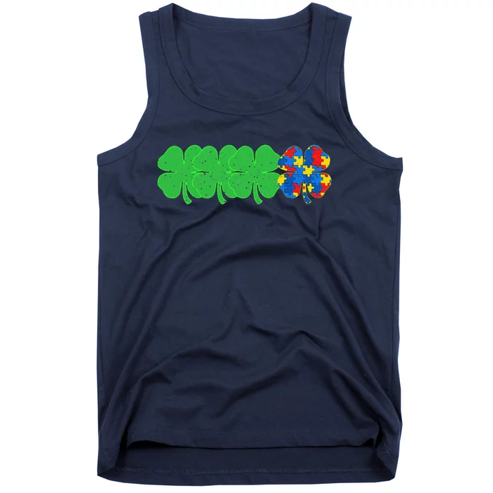 Autism Shamrock Clover St Patrick's Day Gift Tank Top