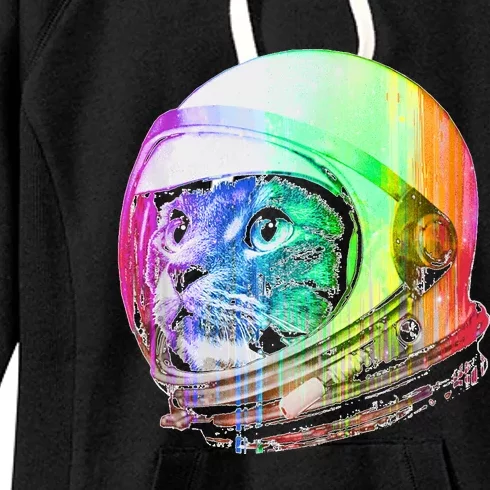 Astronaut Space Cat (Digital Rainbow Version) Women's Fleece Hoodie