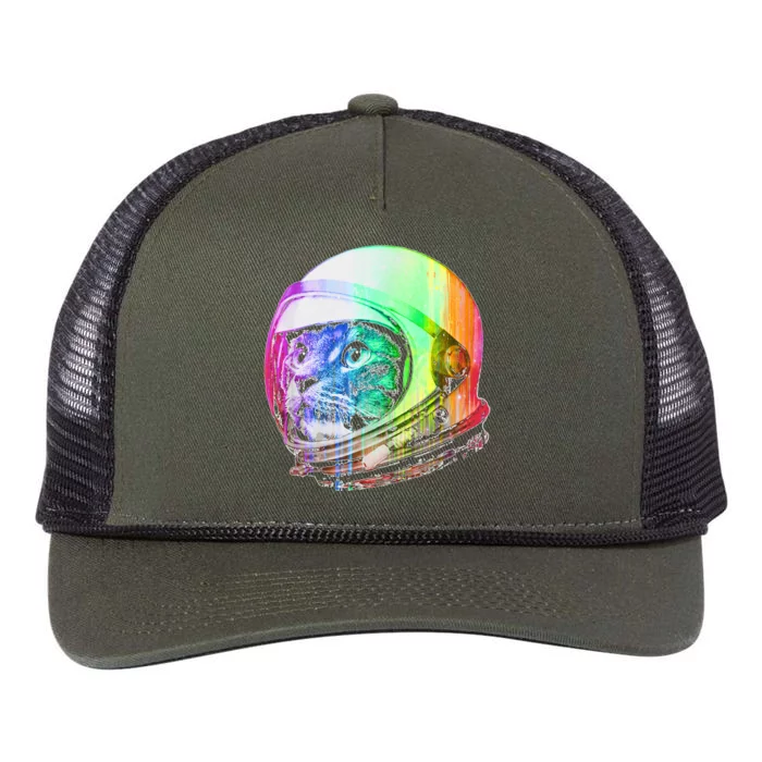 Astronaut Space Cat (Digital Rainbow Version) Retro Rope Trucker Hat Cap