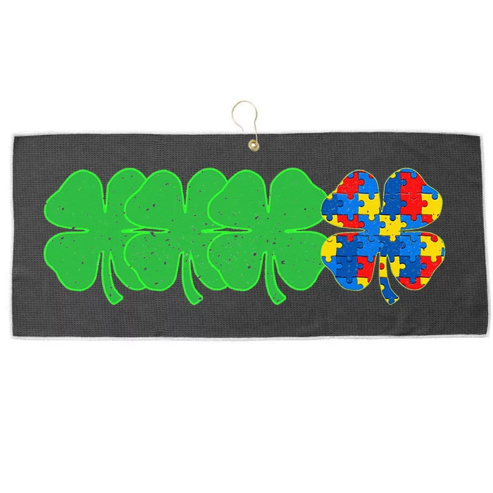 Autism Shamrock Clover St Patrick's Day Gift Large Microfiber Waffle Golf Towel