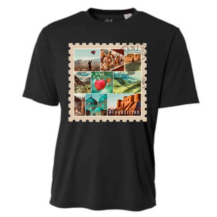 Afghanistan Stamp Collage Cooling Performance Crew T-Shirt