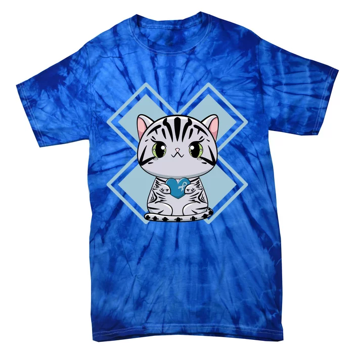 American Shorthair Cat Anime Kitten Diabetes Awareness Gift Tie-Dye T-Shirt