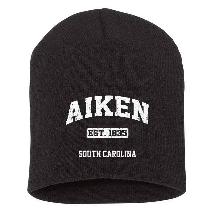 Aiken South Carolina SC Vintage State Athletic Style Short Acrylic Beanie